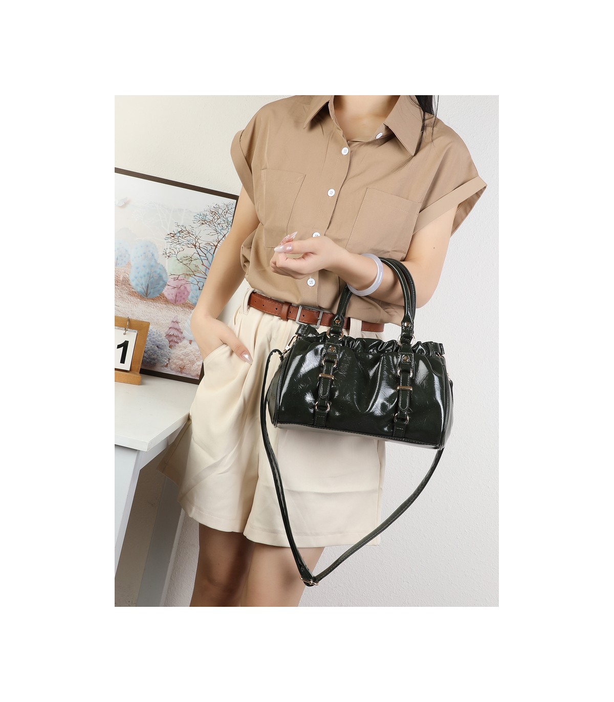 T11978-Bolso de Mano y Bandolera Fruncido