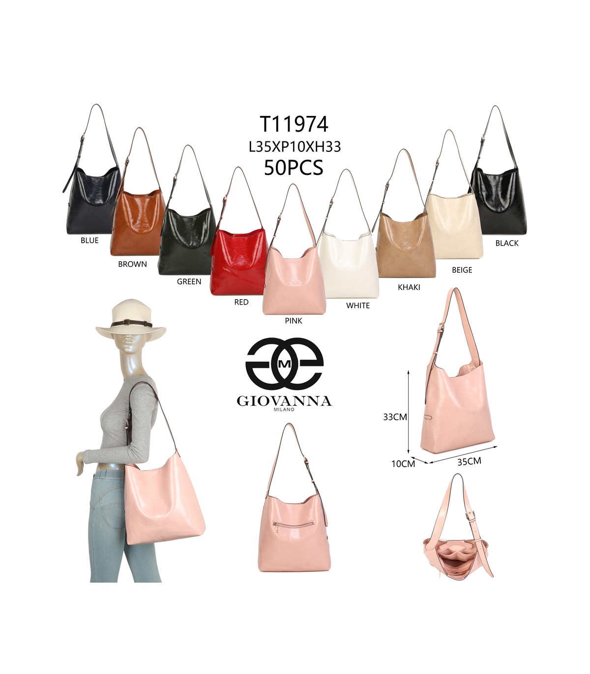 T11974-Bolso de Hombro Hobo Minimalista