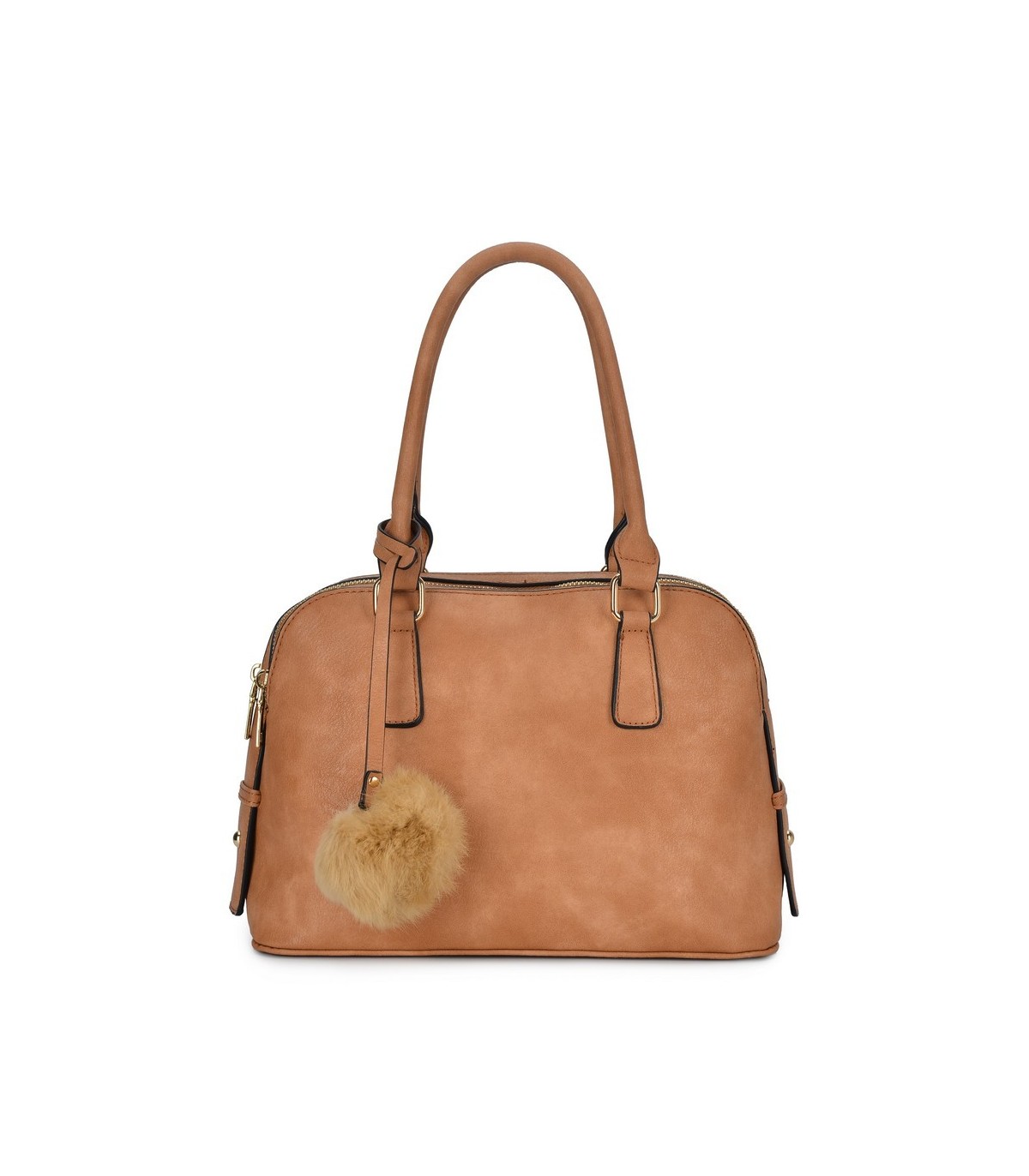 T10591 - Bolso de hombro con triple cremallera