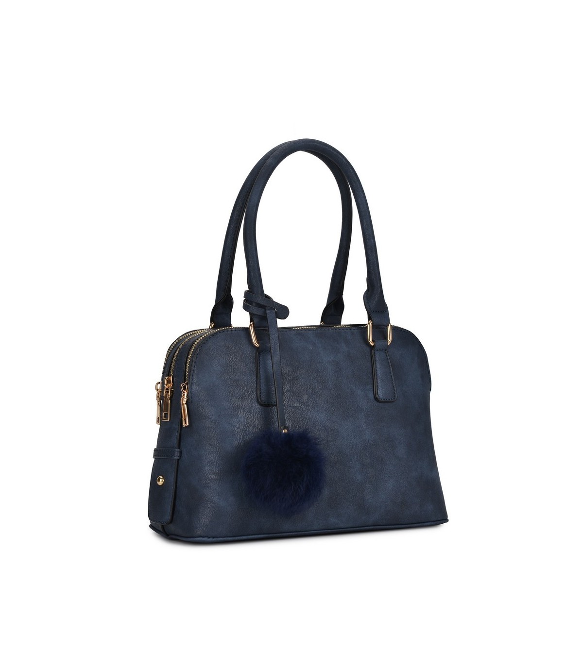 T10591 - Bolso de hombro con triple cremallera