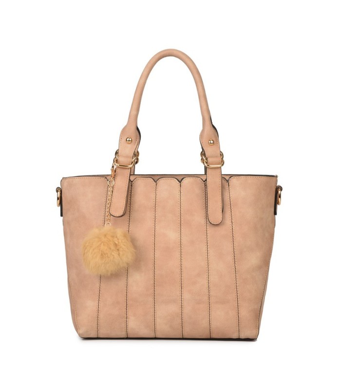 T10493 - Bolso de mano con pompón a juego y bandolera