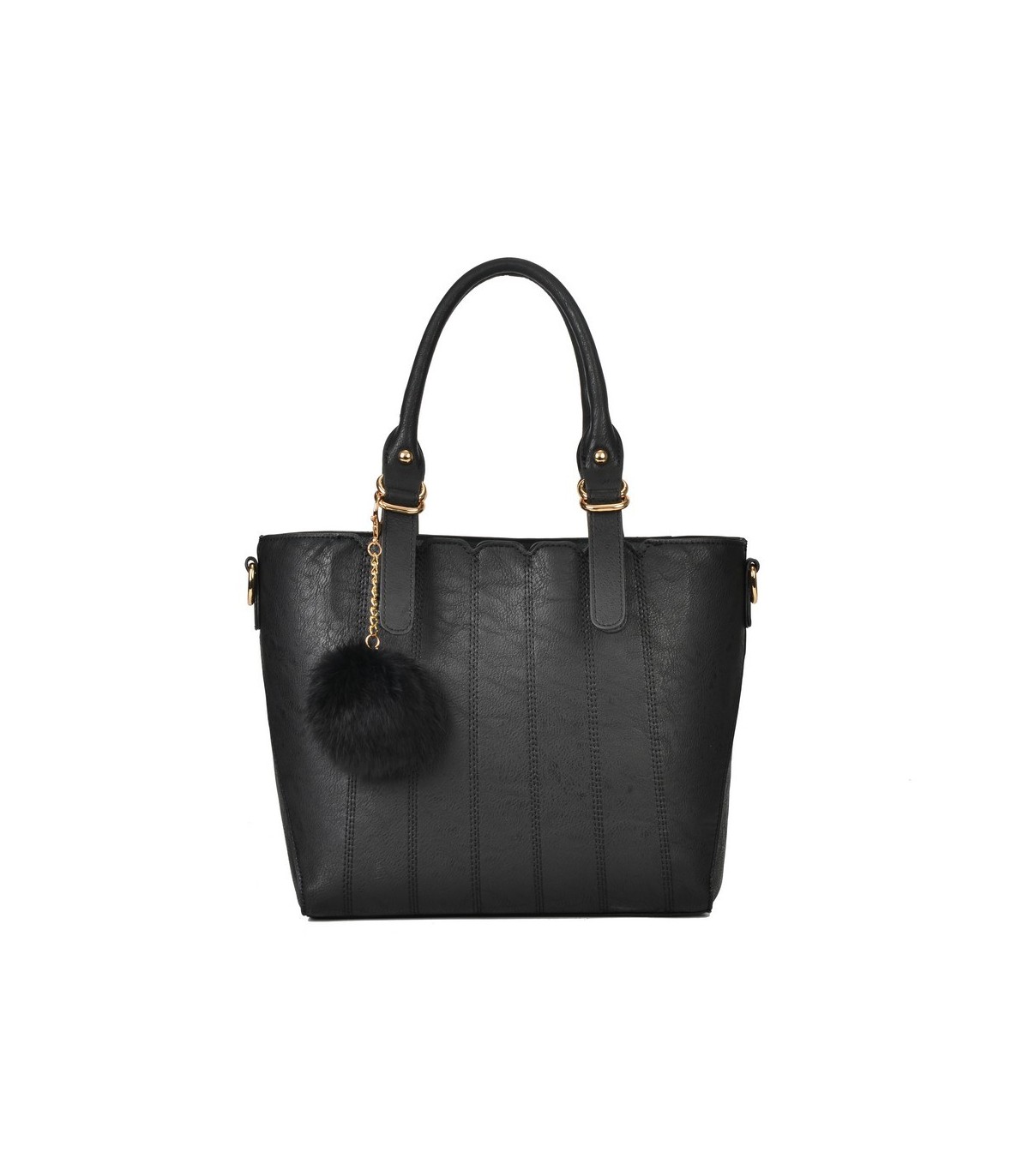 T10493 - Bolso de mano con pompón a juego y bandolera