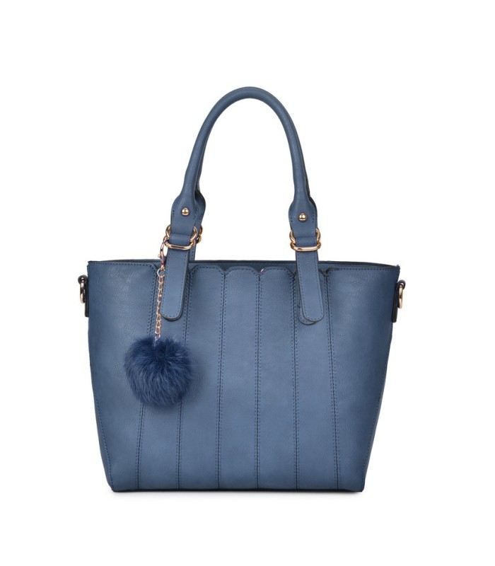 T10493 - Bolso de mano con pompón a juego y bandolera