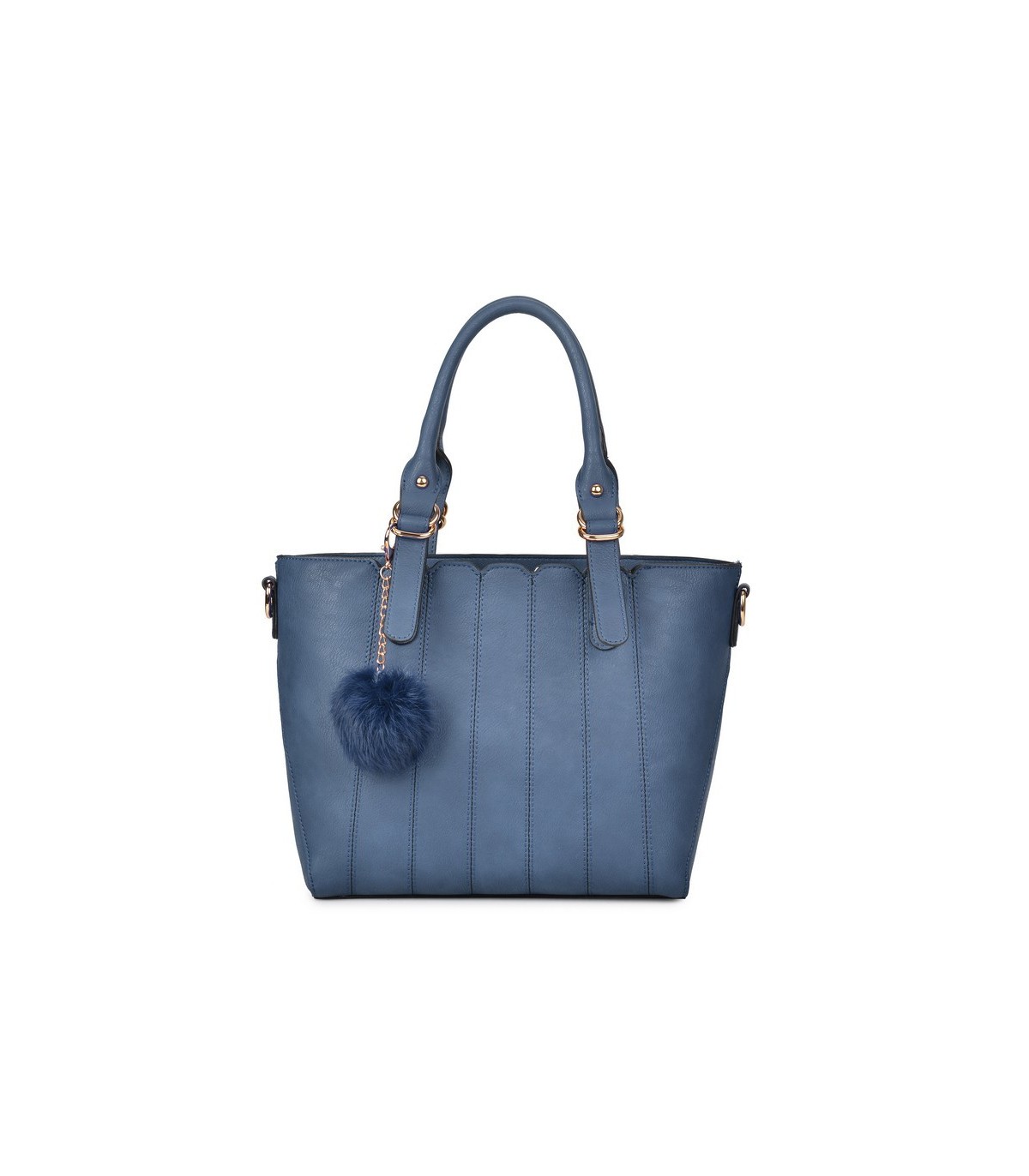 T10493 - Bolso de mano con pompón a juego y bandolera