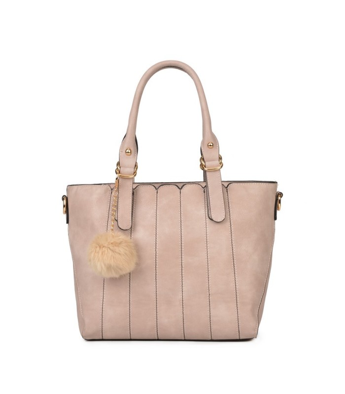 T10493 - Bolso de mano con pompón a juego y bandolera