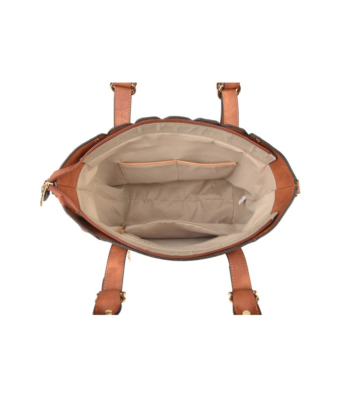 T10493 - Bolso de mano con pompón a juego y bandolera